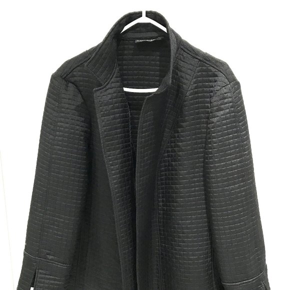 Harvé Bernard Women Quilted Coat Jacket Size XL Open Front Minimalist - Picture 2 of 7